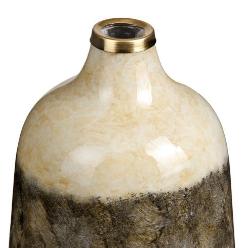 Jarrón Cristal Gris Crema 17 x 17 x 25 cm
