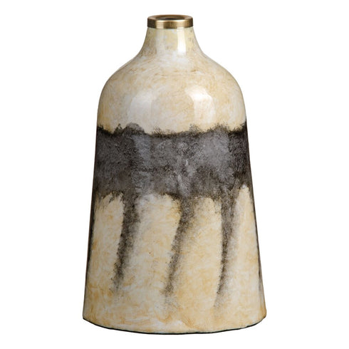 Jarrón Cristal Gris 18 x 18 x 31 cm Crema