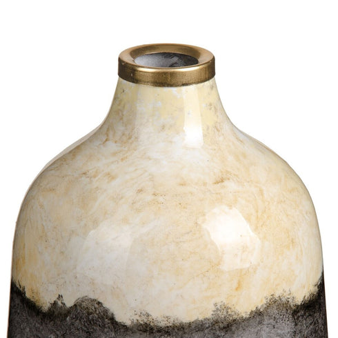 Jarrón Cristal Gris 18 x 18 x 31 cm Crema