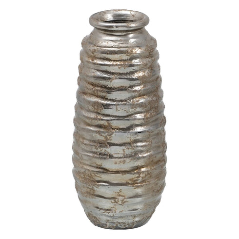 Jarrón Cerámica Plata 16 x 16 x 40 cm