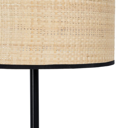 Lámpara de mesa Negro Beige Rafia Hierro Plástico 220-240 V 25 x 25 x 65 cm