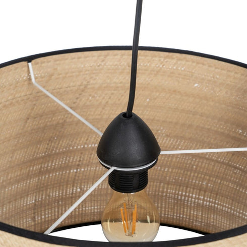 Lámpara de Techo Negro Natural Rafia Hierro Plástico 220-240 V 40 x 40 x 24 cm
