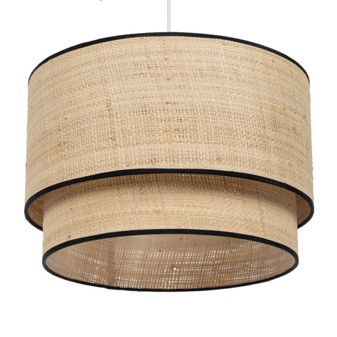 Lámpara de Techo Negro Natural Rafia Hierro Plástico 220-240 V 40 x 40 x 24 cm