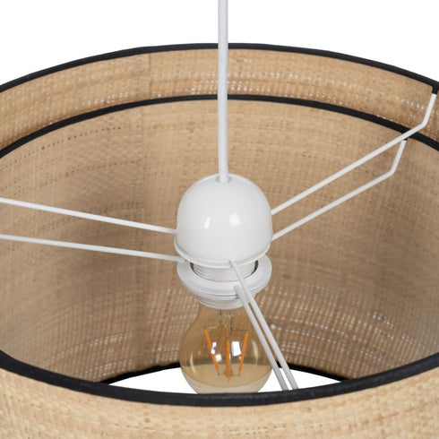 Lámpara de Techo Negro Natural Rafia Hierro Plástico 220-240 V 40 x 40 x 24 cm