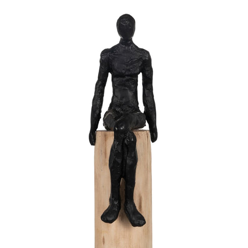 Figura Decorativa Negro Natural Hombre 14 x 10 x 66 cm