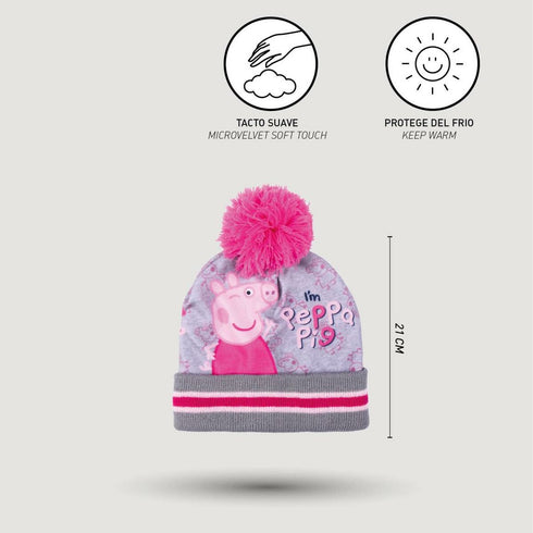 Gorro y Guantes Peppa Pig Gris