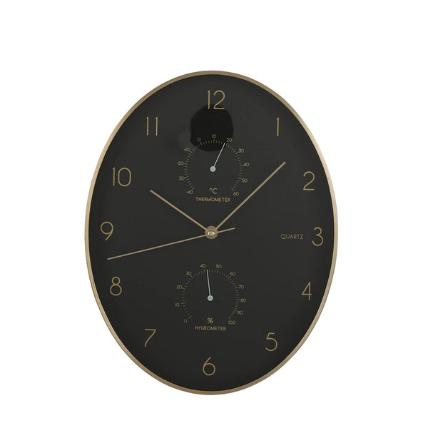 Reloj de Pared Mica Decorations Andy Dorado Negro Ovalado Aluminio 1 Pieza Ø 35 x 4.5 cm (1 unidad)