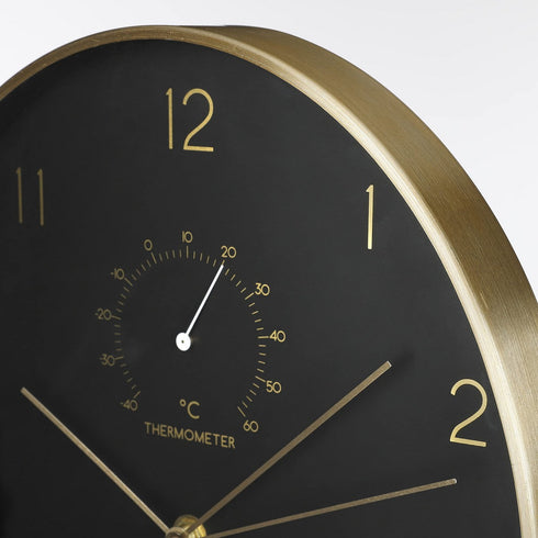 Reloj de Pared Mica Decorations Andy Dorado Negro Ovalado Aluminio 1 Pieza Ø 35 x 4.5 cm (1 unidad)