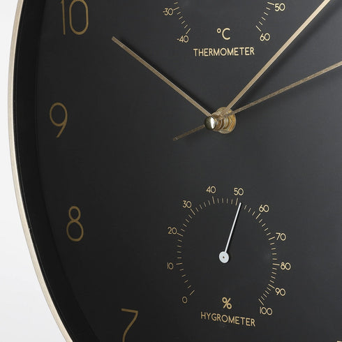 Reloj de Pared Mica Decorations Andy Dorado Negro Ovalado Aluminio 1 Pieza Ø 35 x 4.5 cm (1 unidad)