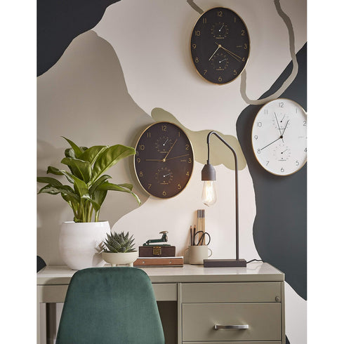 Reloj de Pared Mica Decorations Andy Dorado Negro Ovalado Aluminio 1 Pieza Ø 35 x 4.5 cm (1 unidad)