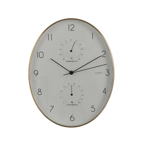 Reloj de Pared Mica Decorations Andy Ovalado Blanco Aluminio Ø 35 x 4.5 cm