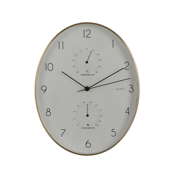 Reloj de Pared Mica Decorations Andy Ovalado Blanco Aluminio Ø 35 x 4.5 cm
