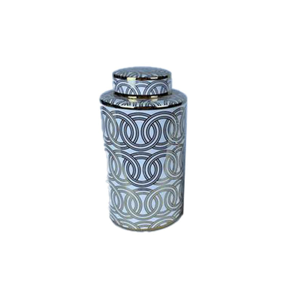 Tibor DKD Home Decor Porcelana Dorado Blanco Oriental Geométrico (16 x 16 x 30 cm)