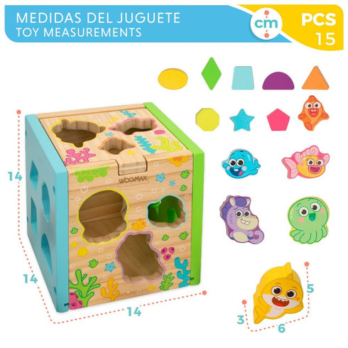Puzzle Infantil de Madera Baby Shark Formas 15 Piezas 15 x 15 x 15 cm (6 Unidades)