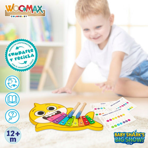 Xilófono Baby Shark Madera 31 x 2,5 x 20 cm (6 Piezas) (6 Unidades)