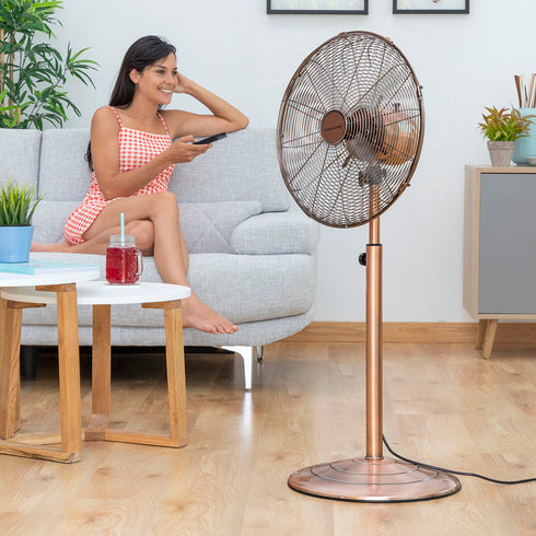 Ventilador de Pie Copper Retro InnovaGoods Ø 40 cm 55W